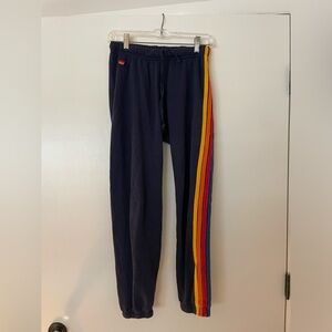 AVIATOR NATION Women’s Navy multi-color stripe Sweatpants in Size Small!